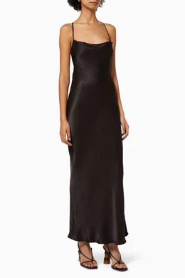 knee length dresses for ladies Giselle Balloon Sleeve Midi Dress With Belt Moss By Shona Joy – High St.  Hire main image 1