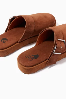 OFF-WHITE オフホワイト COMFORT LEATHER SLIPPER Off-White Comfort Backless Slippers | Brown | FARFETCH