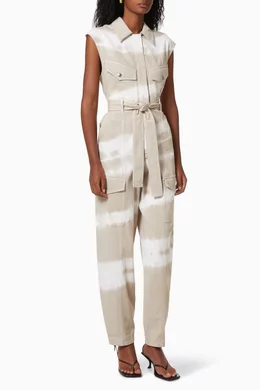 Buy Stella McCartney Neutral Bamboo Safari Tie Dye Aio Jumpsuit in Organic Cotton Denim for Women Online Ounass Kuwait