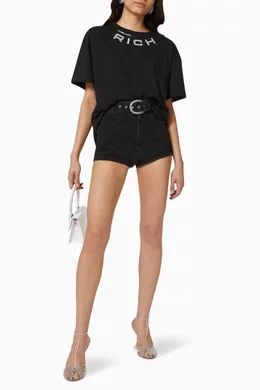Tシャツ・カットソー ALESSANDRA RICH Maglia Alessandra Rich crystal-embellished graphic-print T-shirt