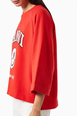 Buy Ganni Red Isoli Smiley Sweatshirt for Women Online Ounass Kuwait