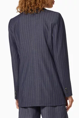 Buy Ganni Blue Pinstripe Stretch Blazer for Women Online Ounass