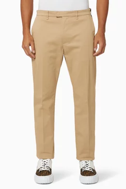 Buy Fendi Neutral Stretch Cotton Gabardine Pants for Men Online Ounass Kuwait