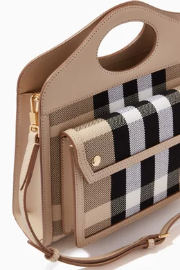 Buy Burberry Neutral Mini Pocket Bag in Check Canvas