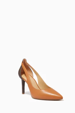 Buy Michael Kors Brown Cersei Flex Pumps in Leather Logo Canvas