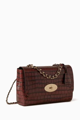 Buy Mulberry Brown Medium Lily Top Handle Bag in Vintage Croc