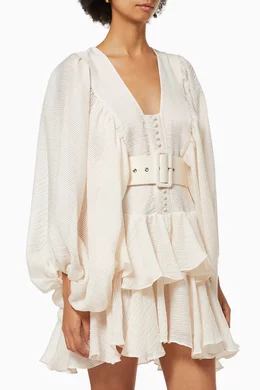 shona joy charlotte ruffle mini dress Shona Joy on Instagram: Dreamy fabrications on beauty @Jazy_g in our  Charlotte Draped Sleeve Mini Dress in Ecru #ShonaJoy