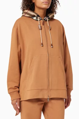 Buy Burberry Neutral Check Hooded Oversized Sweatshirt in Loop