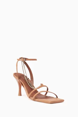 Buy ALOHAS Brown Straps Chain Sandal in Leather for Women Online