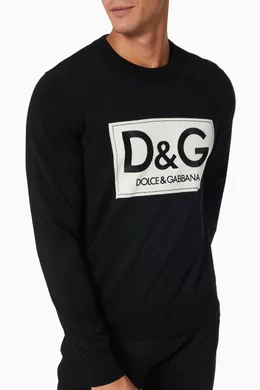 Buy Dolce Gabbana Black D G Patch Sweater in Wool Knit for Men Online Ounass Kuwait