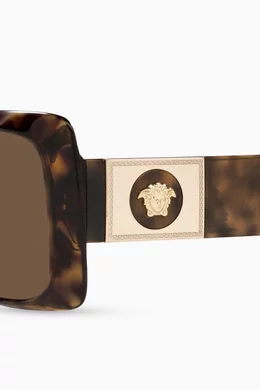 Versace. Amber Brown Shield Sunglasses with Medusa Medallion Vintage Versace Gold Sunglasses - Etsy main image 3