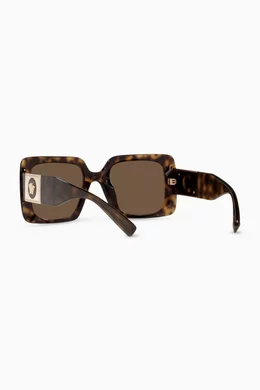 Buy Versace Brown Rectangle Sunglasses with Medusa Medallion  display picture 2
