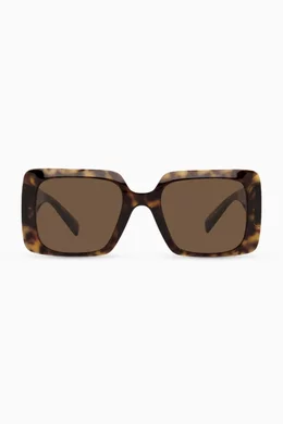 Buy Versace Brown Rectangle Sunglasses with Medusa Medallion 