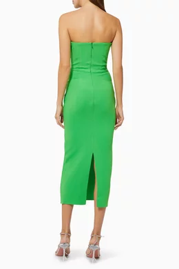 Buy Alex Perry Green Darcy Midi Dress in Stretch Crepe for Women Online
