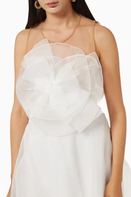 Buy Elisabetta Franchi White Top with Organza Flower in