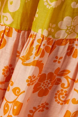 Robe Alemais Avec Volants - Taille L, Midi, En Ramie Multicolore, Occasion Parfait état