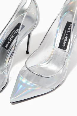 Buy Dolce Gabbana Silver Cardinale 105 Pumps in Iridescent PVC