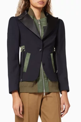 トップス SACAI Suiting Jacket 21aw sacai: Navy Suiting Jacket | SSENSE