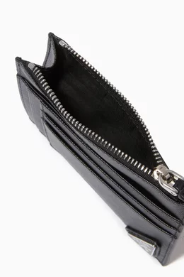 Buy Prada Black Triangle Logo Card Holder in Saffiano