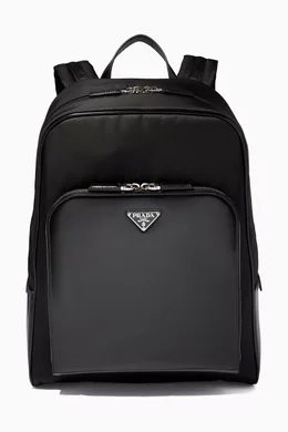 Buy Prada Black Triangle Logo Backpack in Re-Nylon Leather for