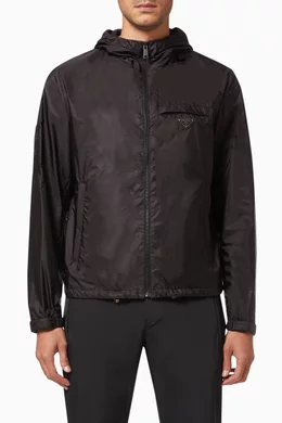Buy Prada Black Triangle Logo Blouson Jacket in Re-Nylon for Men
