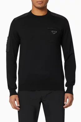 トップス PRADA nylon wool ds knit black Prada // Black Re-Nylon Wool Logo Beanie – VSP Consignment