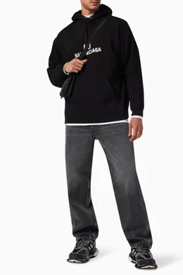 Buy Balenciaga Black BB Pixel Logo Medium Fit Hoodie in Curly