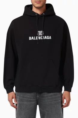 Buy Balenciaga Black BB Pixel Logo Medium Fit Hoodie in Curly