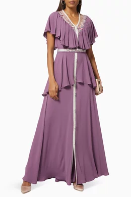 Buy Eleganza La Mode Purple Beaded Peplum Dress in Crepe for Women Online |  Ounass Kuwait
