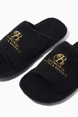 Buy Balenciaga Black Home Slides in Cotton Sponge for Men Online