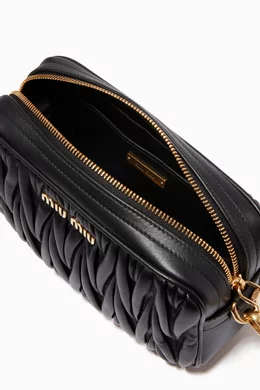 Buy Miu Miu Black Miu Camera Bag in Matelassé Leather for Women