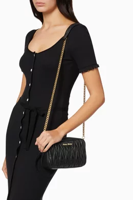 Buy Miu Miu Black Miu Camera Bag in Matelassé Leather for Women