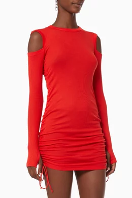 Buy Helmut Lang Red Lacing Dress in Rib knit for Women Online Ounass Kuwait