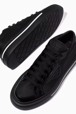 Buy Prada Black Prada Macro Sneakers in Re-Nylon Brushed Leather