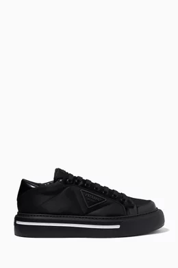 Buy Prada Black Prada Macro Sneakers in Re-Nylon Brushed Leather
