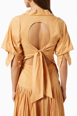 Buy Simkhai Brown Iva Midi Dress in Cotton Blend for Women Online | Ounass  Kuwait