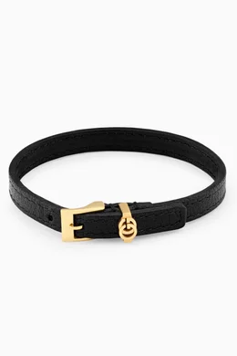 Buy Gucci Black Double G Bracelet in Leather for Women Online Ounass Kuwait