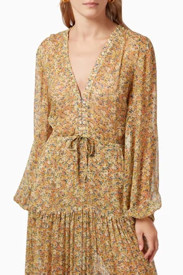 Buy Bec + Bridge Yellow Golden Fields Maxi Dress in Viscose for Women  Online