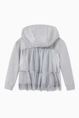 Buy Fendi Grey Ruffled Panel Hoodie in Cotton Jersey for Girls Online Ounass Kuwait
