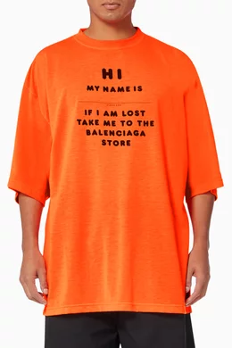 Buy Balenciaga Orange Hi My Name Is Wide Fit T-shirt in Jersey for