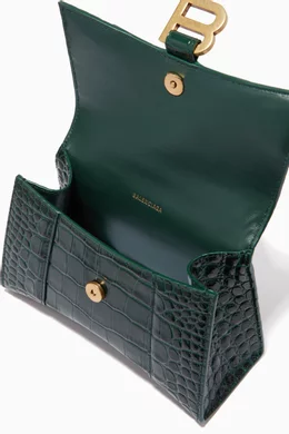 Buy Balenciaga Green Hourglass XS Top Handle Bag in Shiny
