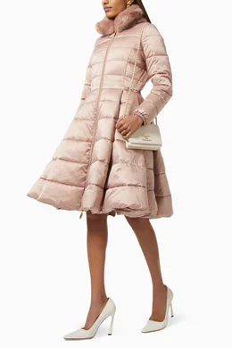 Buy Elisabetta Franchi Pink Quilted Circle Jacket in Nylon for