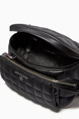 Buy Michael Kors Black Medium Slater Sling Pack in Quilted Leather - Main Image