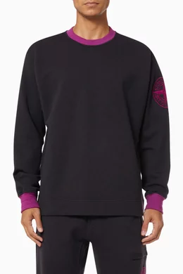 Buy Stone Island Purple Logo Patch Sweatshirt in Cotton for Men