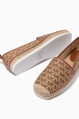 Buy Michael Kors Brown Lenny Espadrilles in Logo Jacquard for