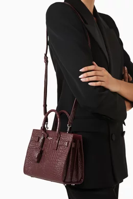 Buy SAINT LAURENT Burgundy Nano Classic Sac de Jour in Croc embossed Shiny Leather for Women Online Ounass Kuwait
