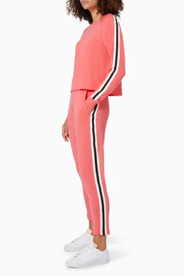 Buy Splits59 Pink Warm-up Stripes Sweatshirt in Fleece for Women