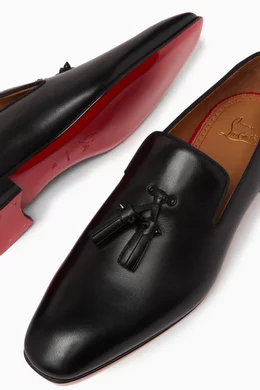 Buy Christian Louboutin Black Dandelion Tassel Loafers in Leather