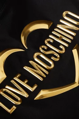 Buy Love Moschino Black Logo Print T-shirt in Cotton for Women