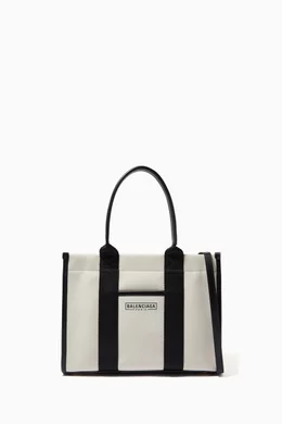 【BALENCIAGA】HARDWARE TOTE BAG SMALL Balenciaga Black/White Canvas and Leather Hardware Small